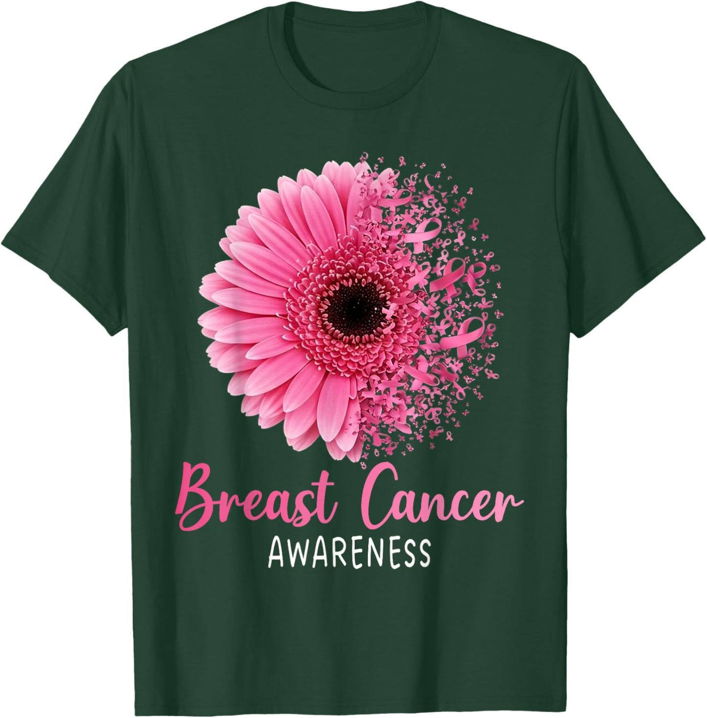 Sunflower Breast Cancer Awareness Pink Ribbon Girl T-Shirt - T-Shirt | Forest
