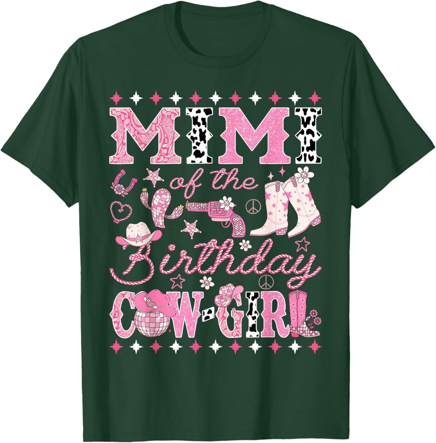 Mimi of The Birthday Cow-Girl Pink Rodeo Western Disco T-Shirt - T-Shirt | Forest