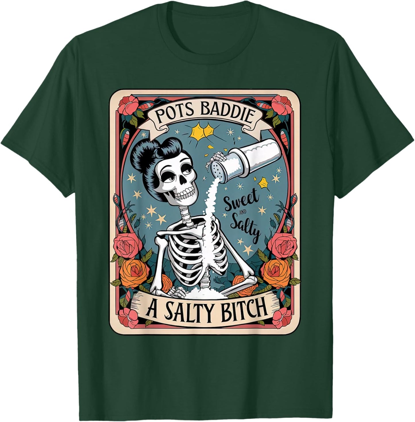 Funny POTS Awareness Tarot Card Skeleton Dysautonomia Humor T-Shirt - T-Shirt | Forest