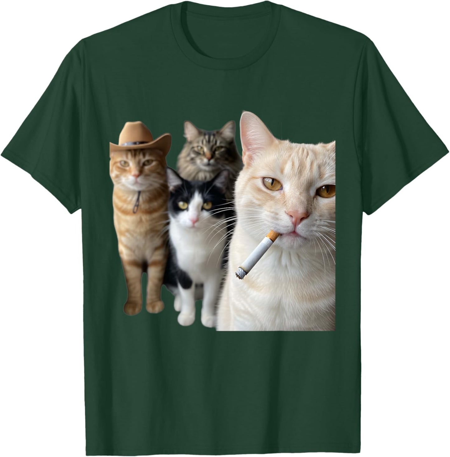 Smoking Cat Squad Funny Cat Art for Cat Lovers T-Shirt - T-Shirt | Forest