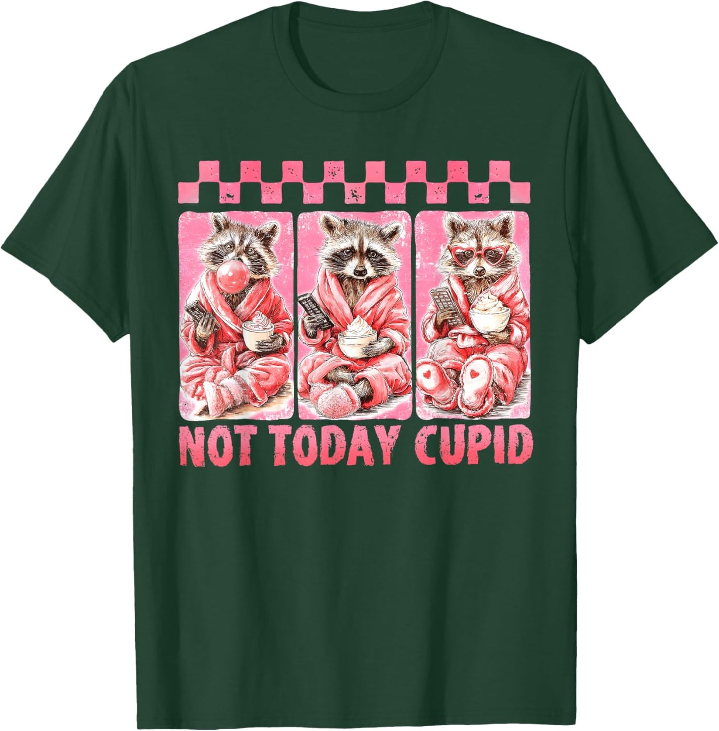Not Groovy Today Cupid Valentine Racoon Anti Valentine's Day T-Shirt - T-Shirt | Forest