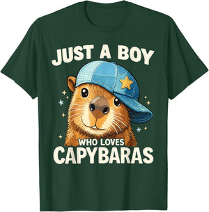 Just A Boy Who Loves Capybaras Funny Capybara Boys T-Shirt - T-Shirt | Forest