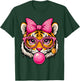 Pink Bow Tiger Shirt for Girls Cute Glasses Tiger Bubble Gum T-Shirt - T-Shirt | Forest