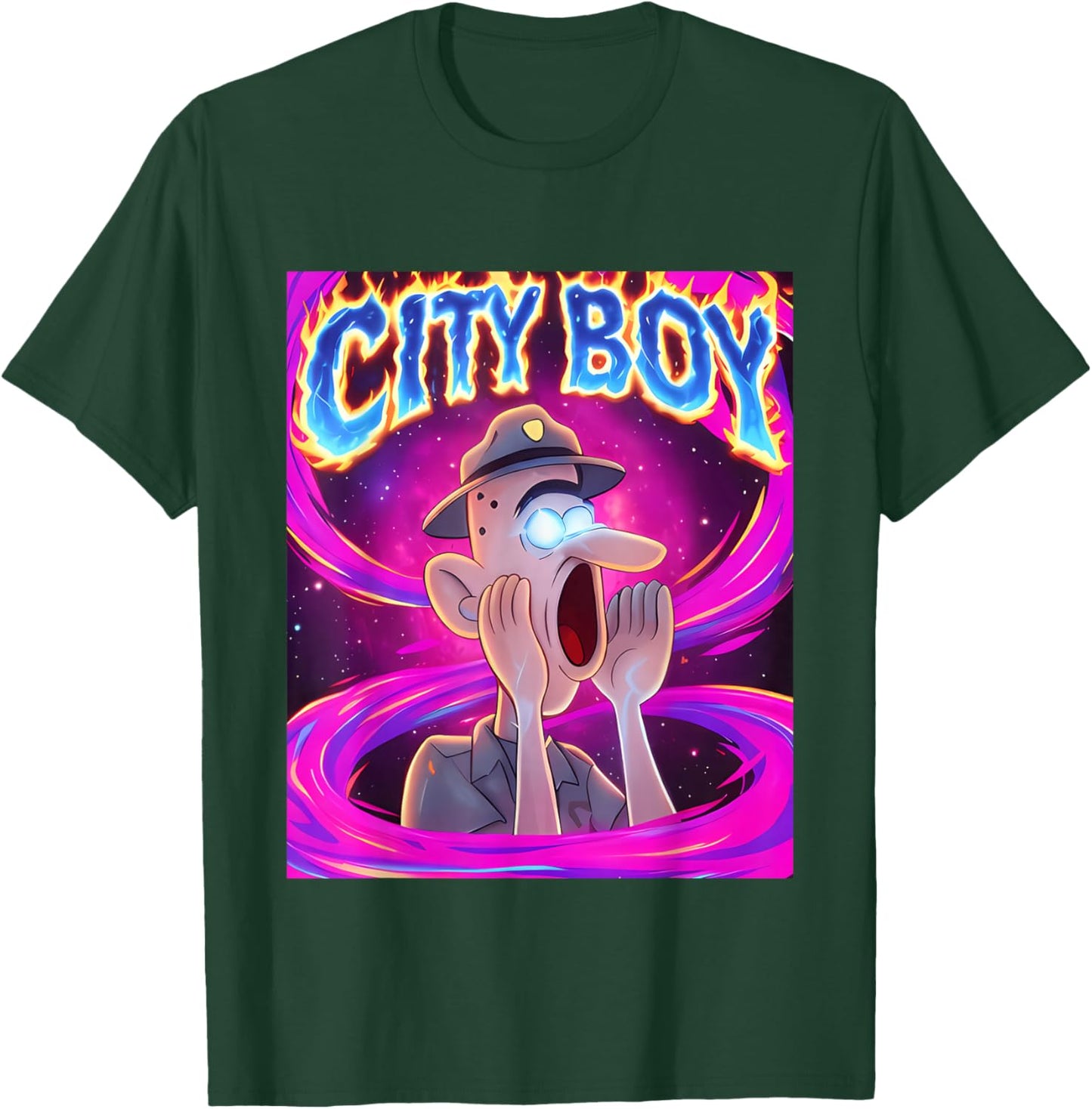 City Boy Brainrot Meme Reaction Loud Funny Cartoon T-Shirt - T-Shirt | Forest