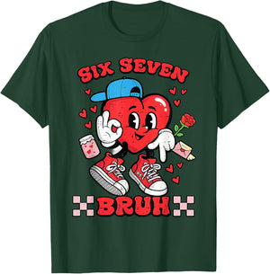 Six Seven Bruh Heart 67 Valentines Day Boys T-Shirt - T-Shirt | Forest