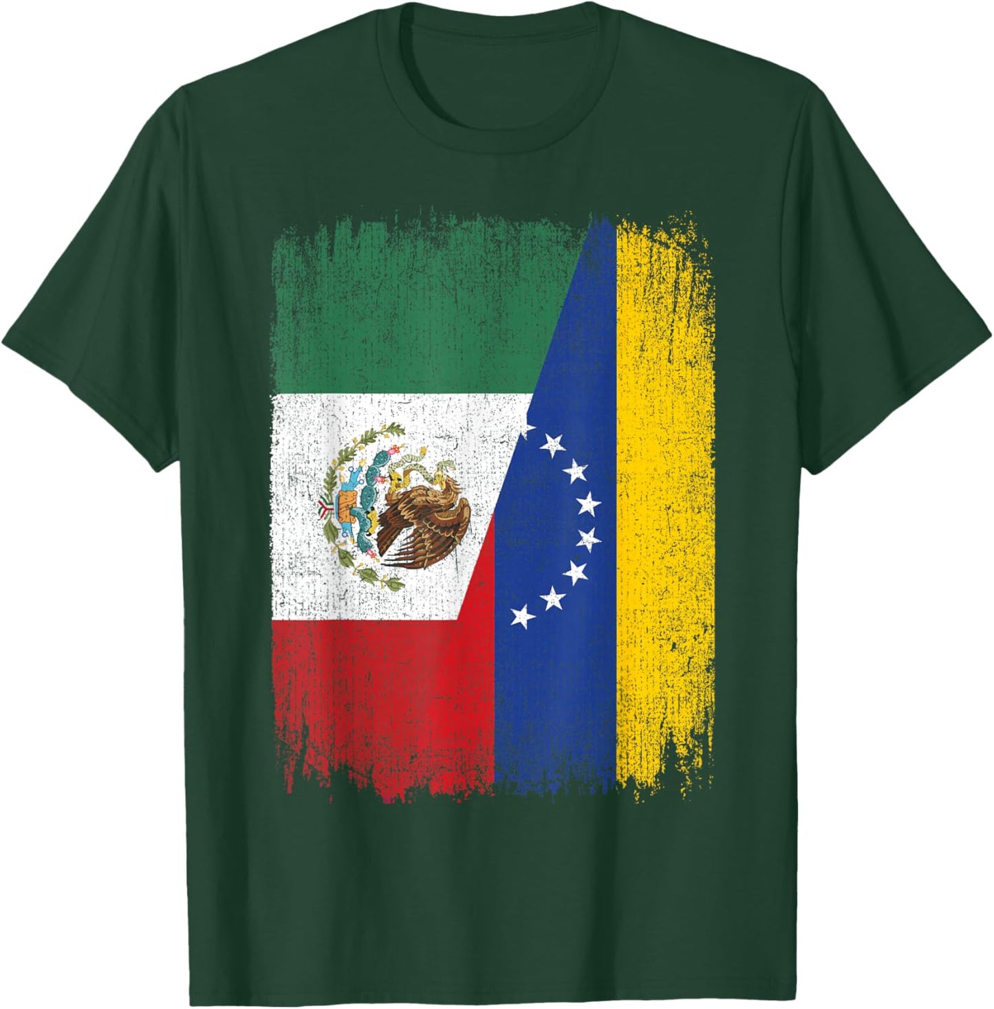 Half Mexico Venezuela Flag Mexican Venezuelan Roots T-Shirt - T-Shirt | Forest