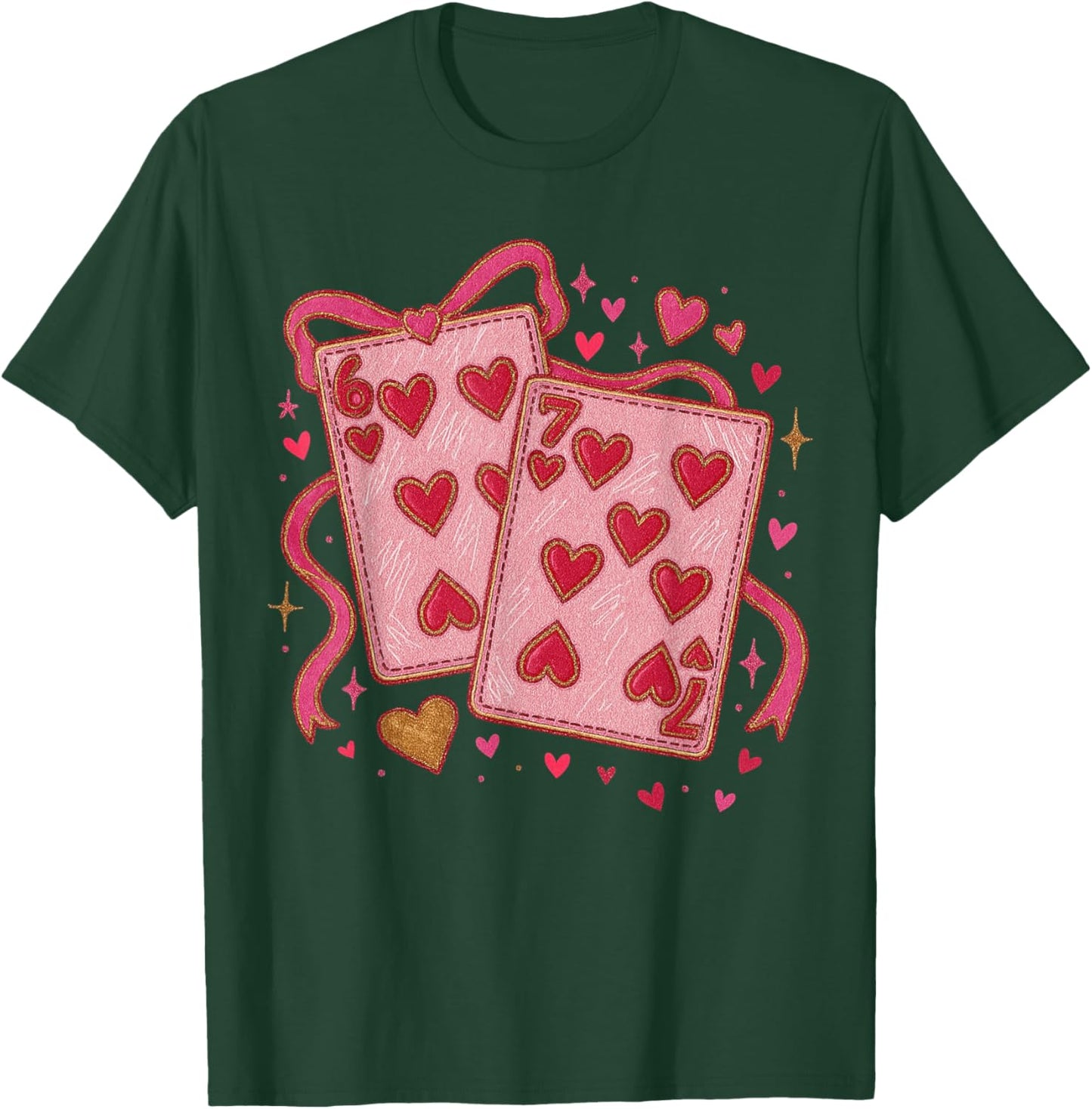 Playing Cards Valentine 6 7 Coquette Six Seven Meme T-Shirt - T-Shirt | Forest