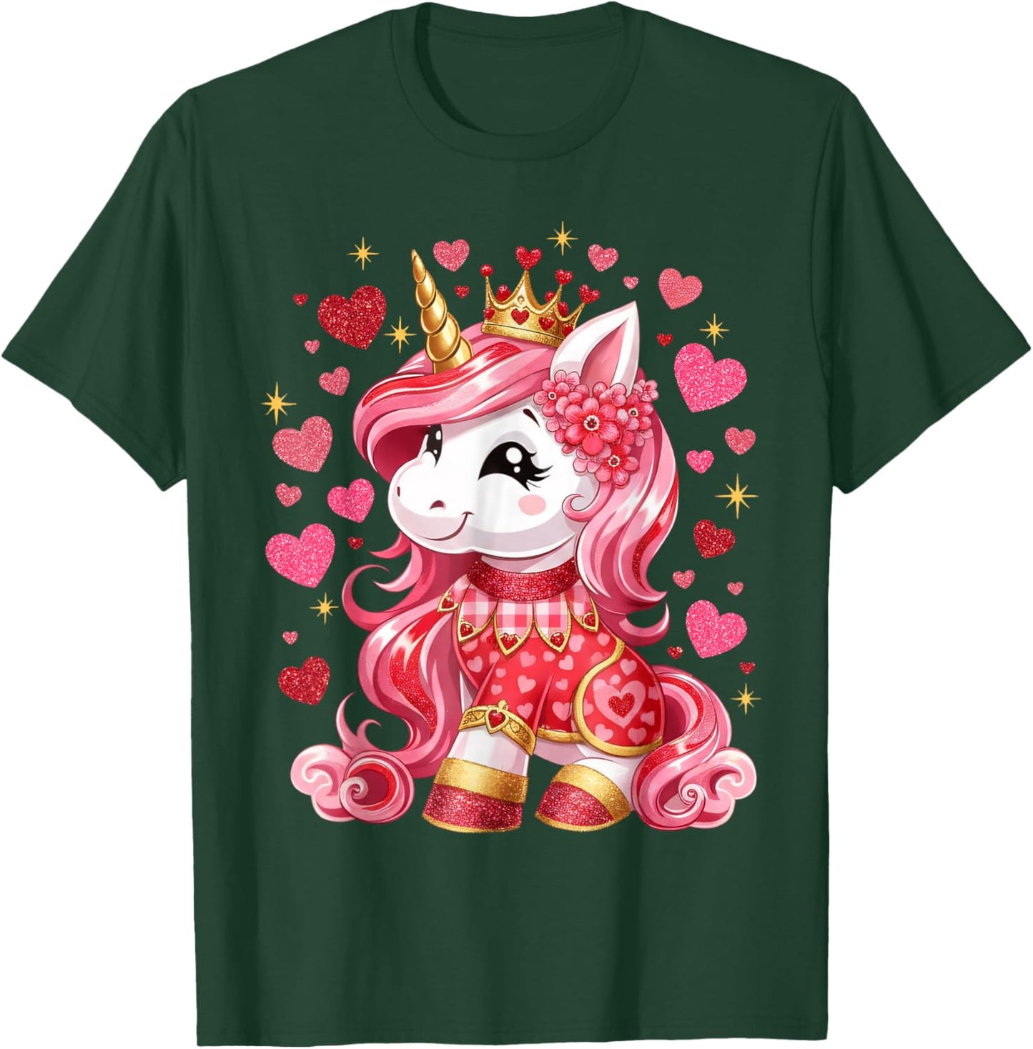 Cute Unicorn with Heart Valentines Day Girls Kids T-Shirt - T-Shirt | Forest