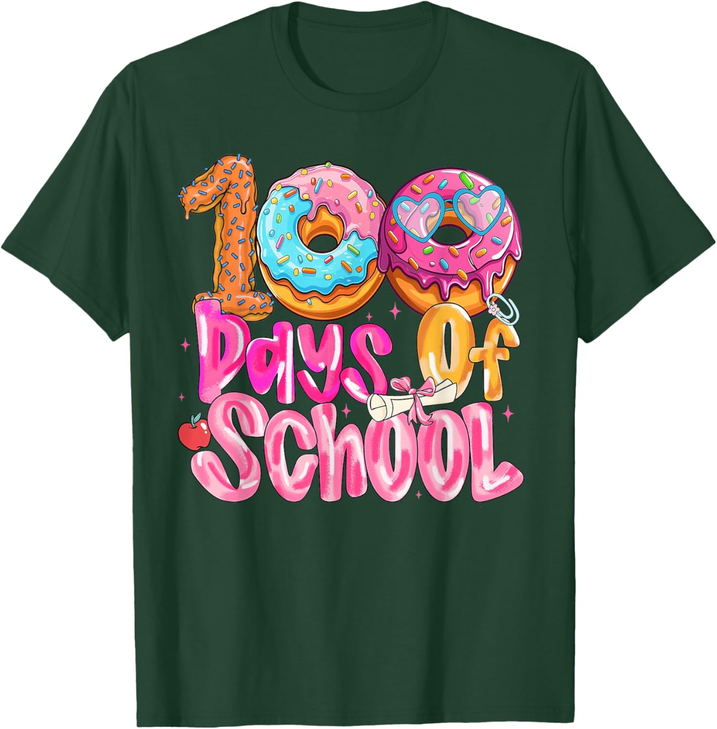 100th Day of School Girl Donut T-Shirt - T-Shirt | Forest