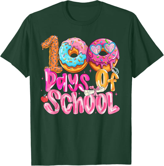 100th Day of School Girl Donut T-Shirt - T-Shirt | Forest
