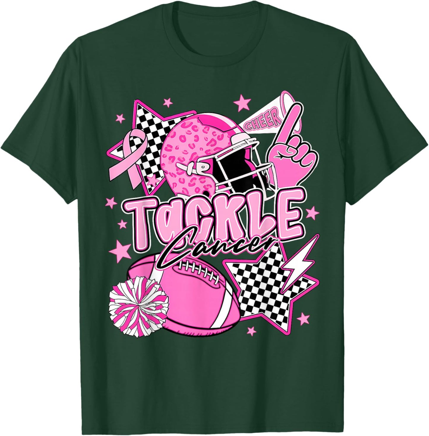 Tackle Breast Cancer Awareness American Football Pink Ribbon T-Shirt - T-Shirt | Forest