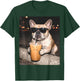 French Bulldog Drinking Iced Coffee Funny Animal T-Shirt - T-Shirt | Forest