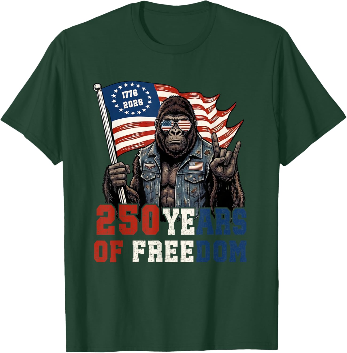 250 Years American 1776-2026 250th Birthday Bigfoot Lovers T-Shirt - T-Shirt | Forest