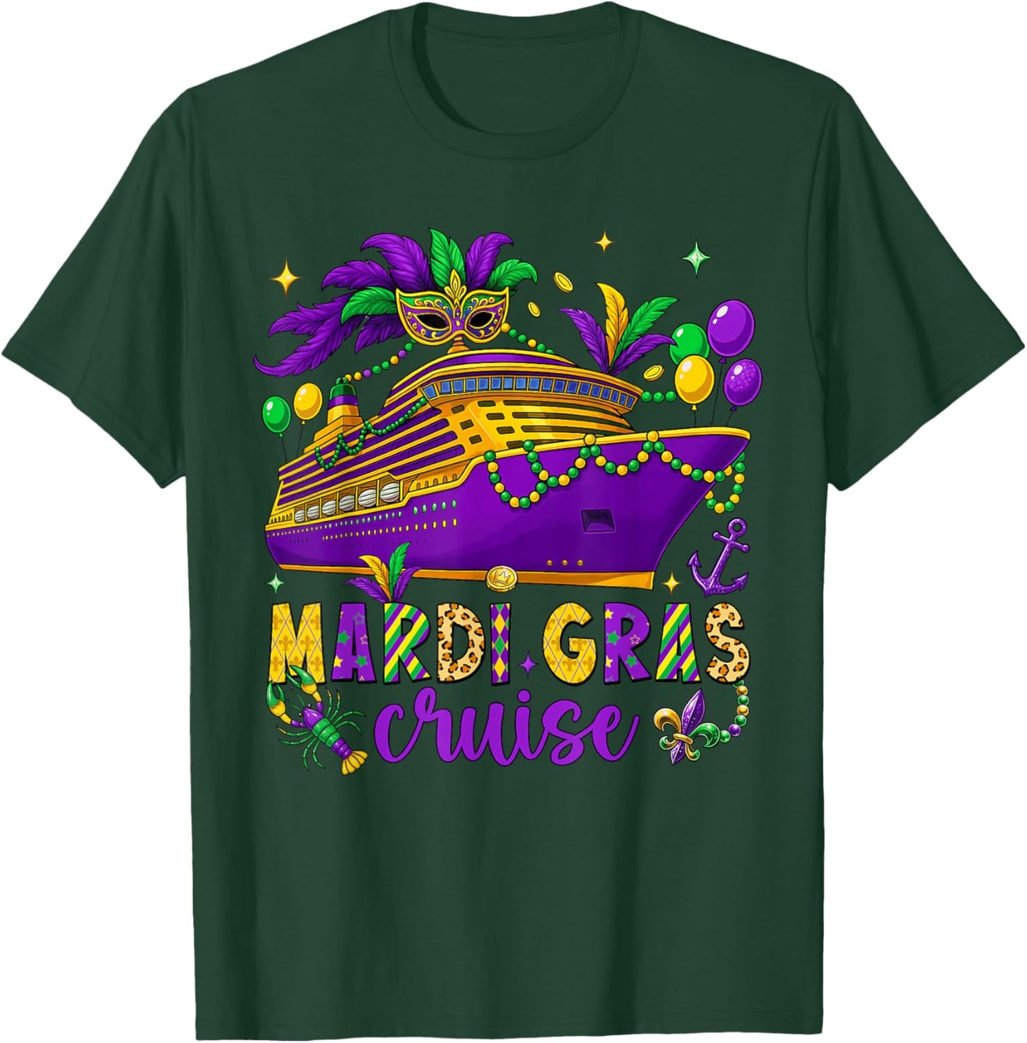Mardi Gras Cruise Crew 2026 Trip New Orleans Family Matching T-Shirt - T-Shirt | Forest