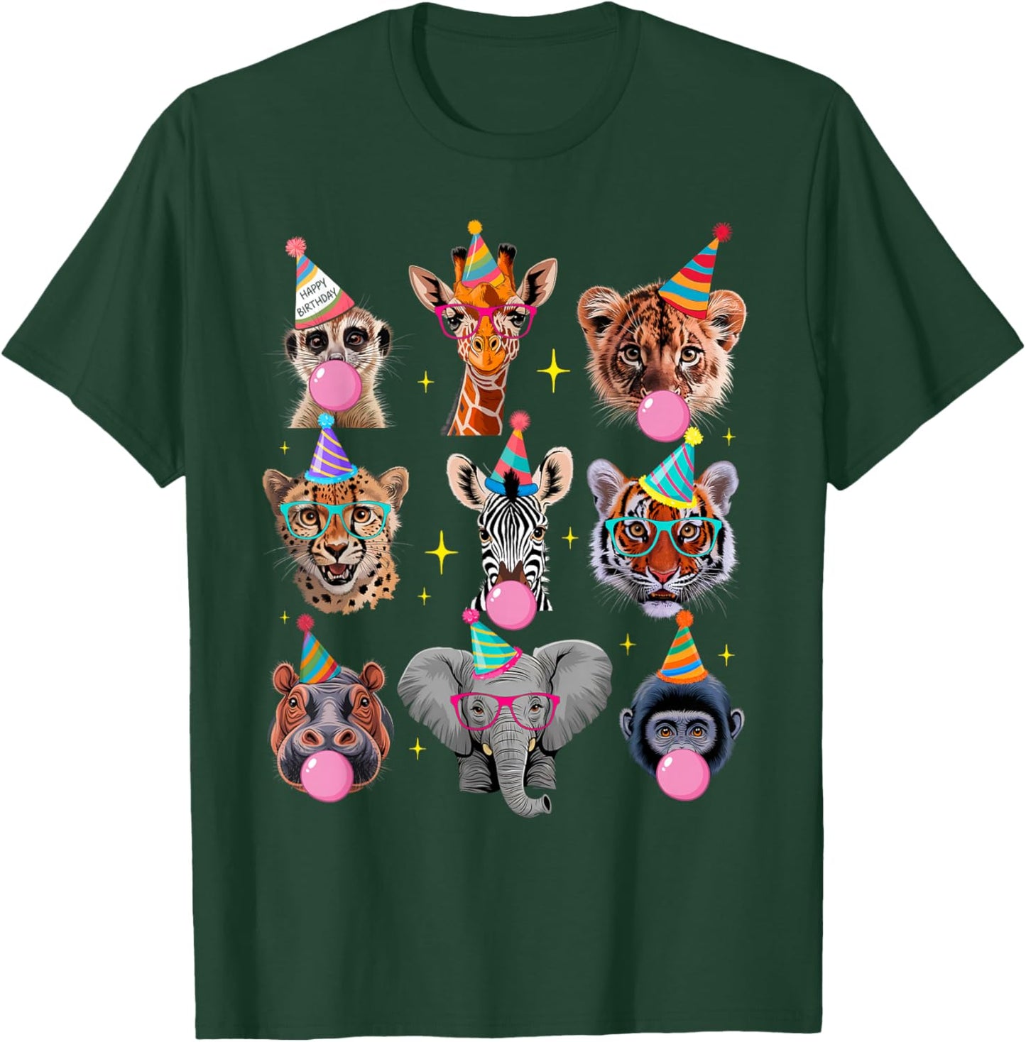 Wildlife Animals Zoo Birthday Party for Girl Boy Kids Family T-Shirt - T-Shirt | Forest