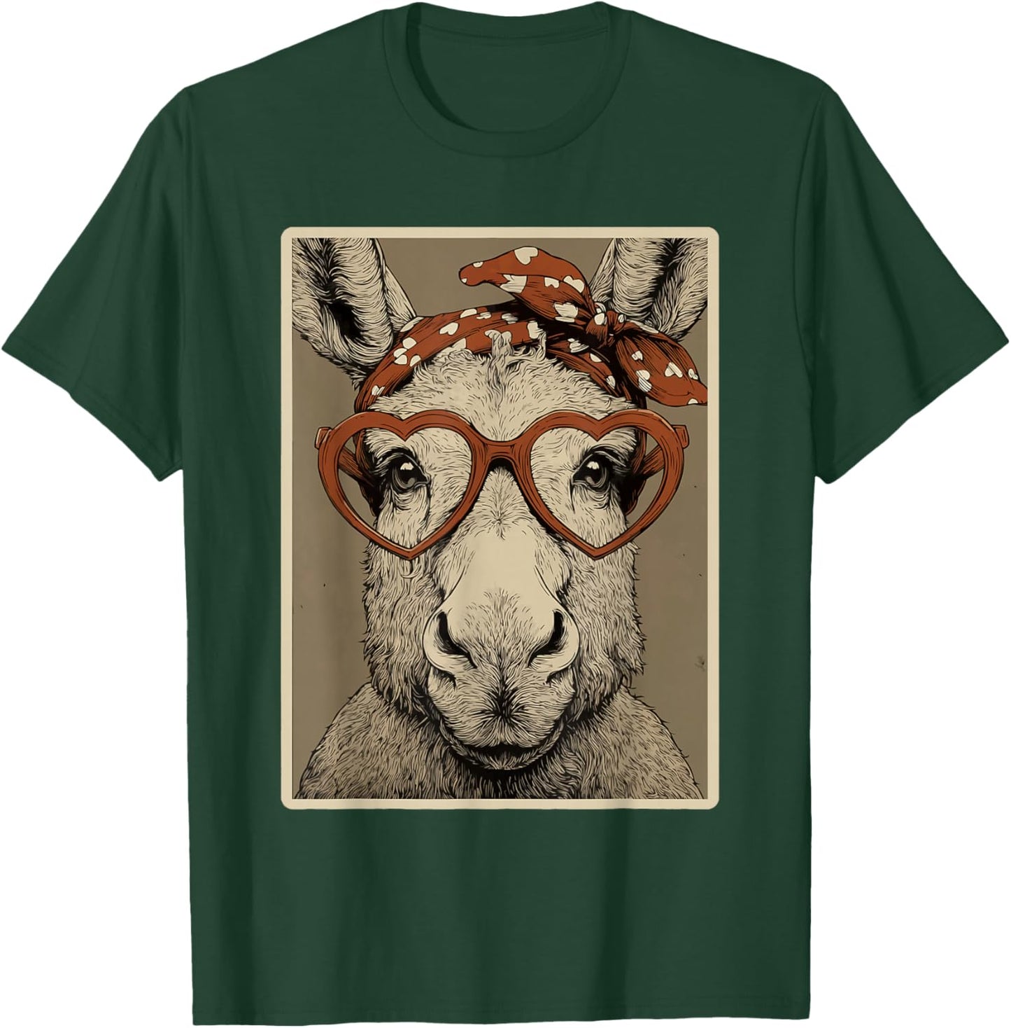 Valentines Moose in Hearts Glasses Romantic Animal Coquette T-Shirt - T-Shirt | Forest