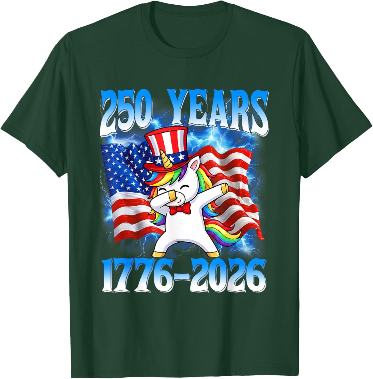 250 Years American 1776 2026 250th Unicorn 4th of July Girls T-Shirt - T-Shirt | Forest