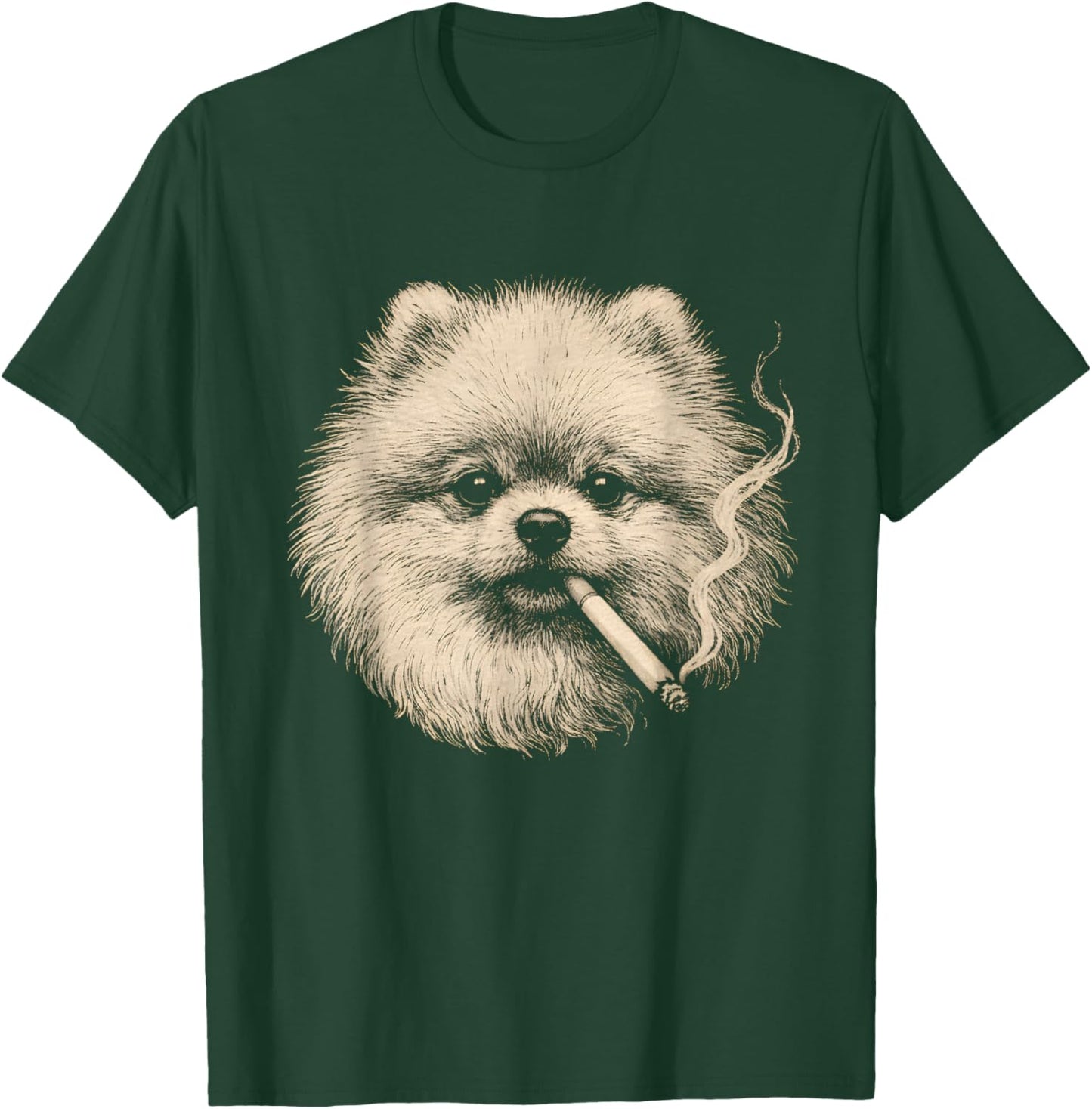 Dog Smoking Cigarette Funny Pomeranian Meme T-Shirt - T-Shirt | Forest