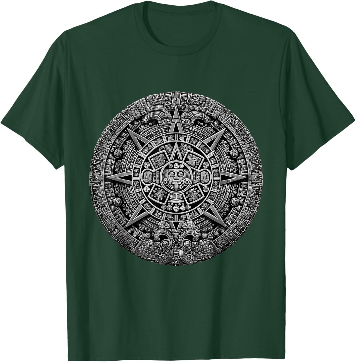 Mayan Calendar Maya Aztec Mexican Sun Stone Ancient Azteca T-Shirt - T-Shirt | Forest