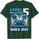 Level 5 Unlocked Birthday Boy Gamer 5 Year Video Game 2021 T-Shirt - T-Shirt | Forest