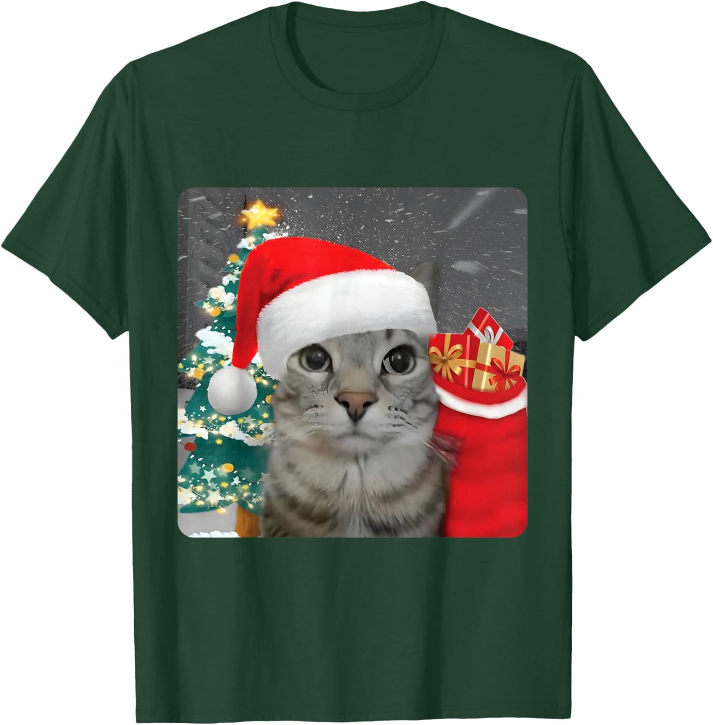 Funny Christmas Rizz Season Humor Cat Internet Meme Brainrot T-Shirt - T-Shirt | Forest