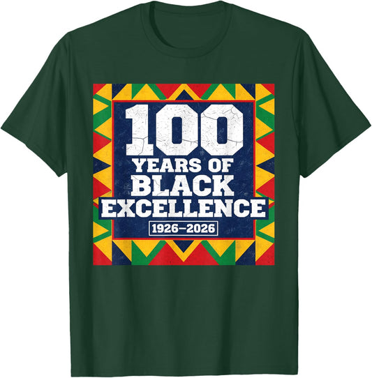 100 Years of Black Excellence Centennial Black History Month T-Shirt - T-Shirt | Forest