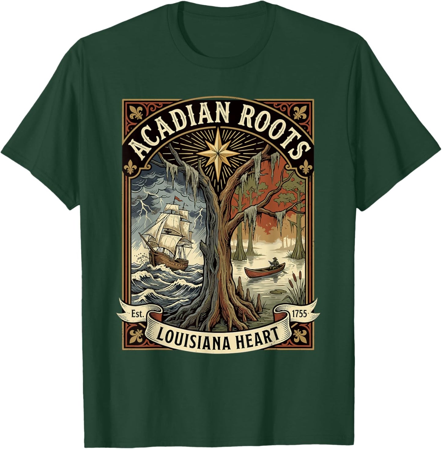 Acadian Roots Louisiana Heart T-Shirt - T-Shirt | Forest