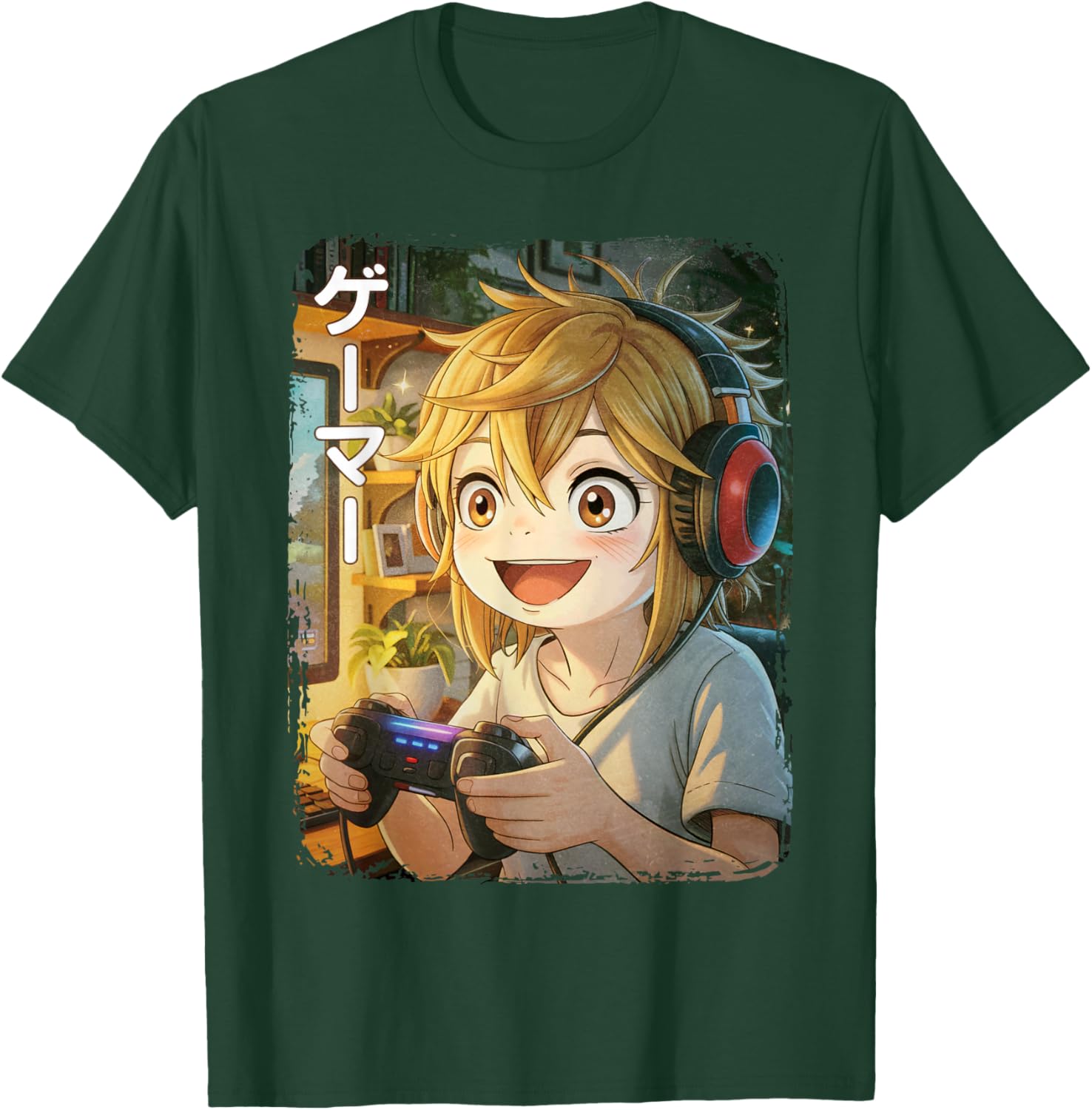 Anime Gamer Japanese Gaming Graphic T-Shirt - T-Shirt | Forest