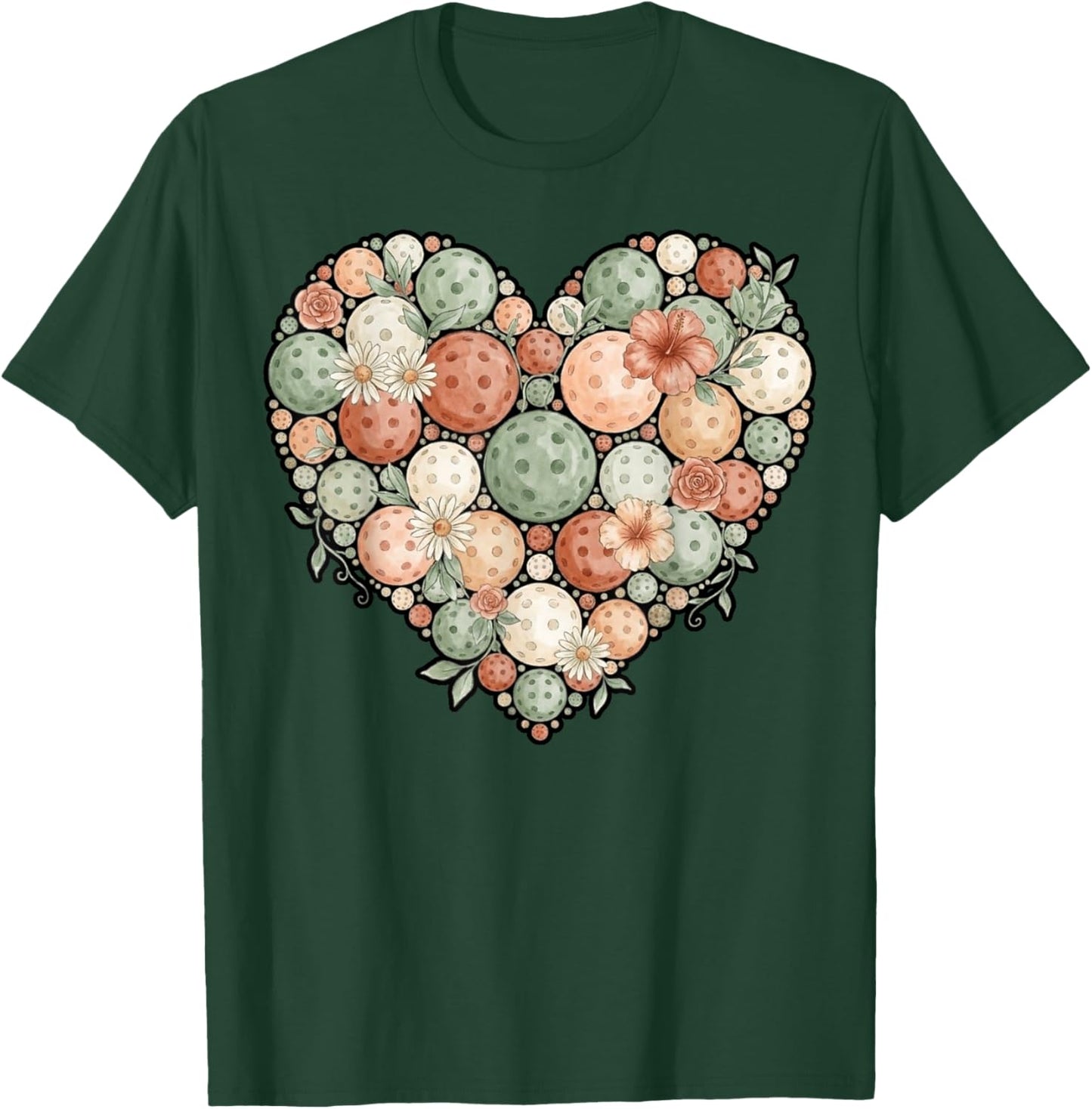 Pickleball Heart Valentine Matching Team Men Women T-Shirt - T-Shirt | Forest