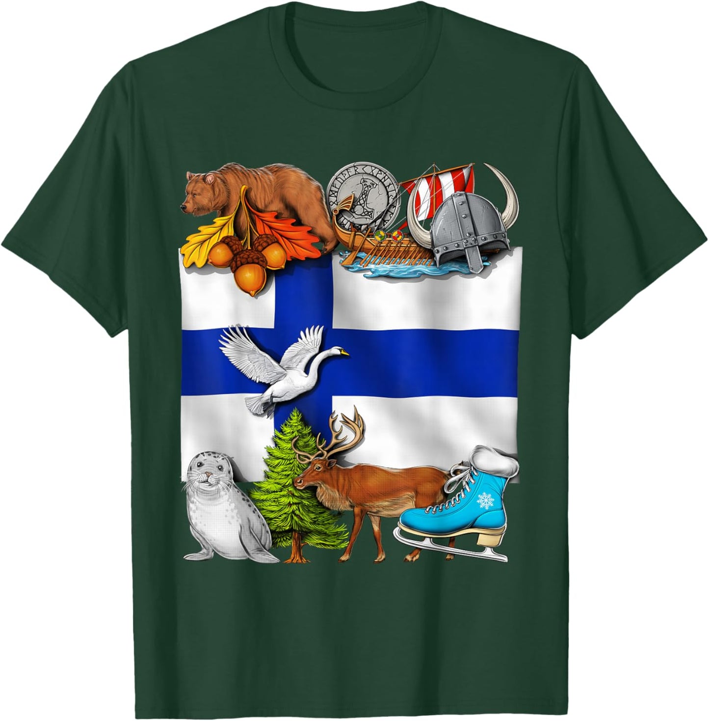 Finland Flag Finnish Roots Finnish Heritage Proud Finnish T-Shirt - T-Shirt | Forest
