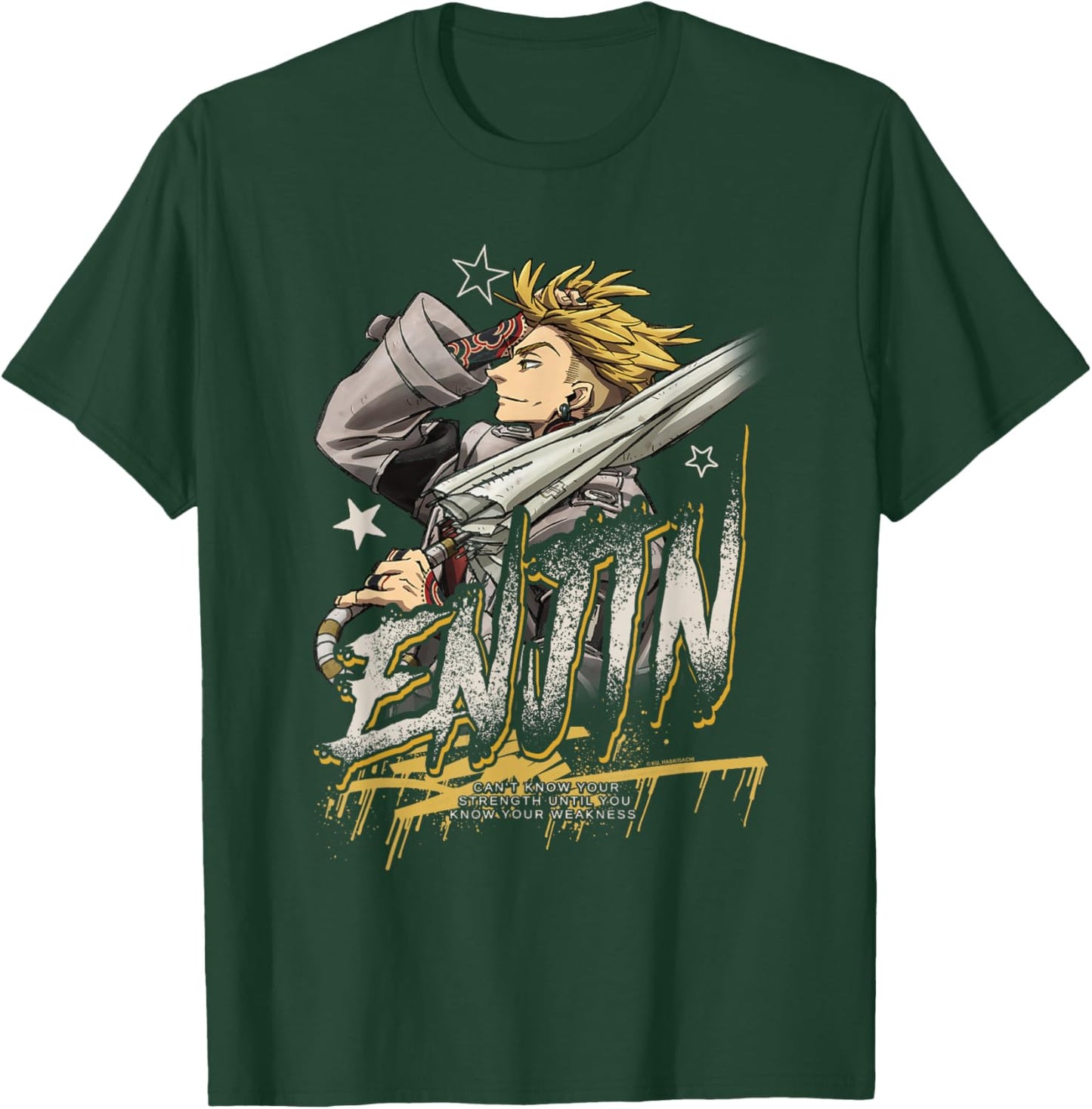 Enjin Portrait Outline with Stars Anime T-Shirt - T-Shirt | Forest