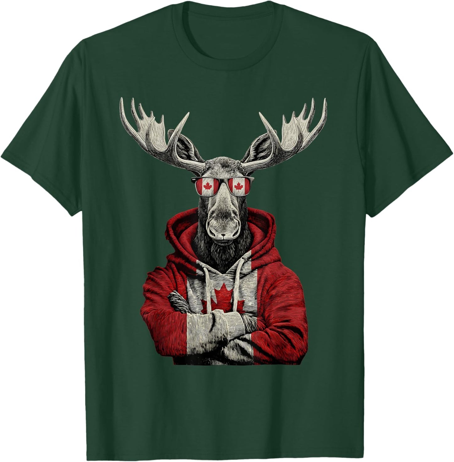 Canada Moose Canadian Pride Canada Maple Leaf Canada Flag T-Shirt - T-Shirt | Forest