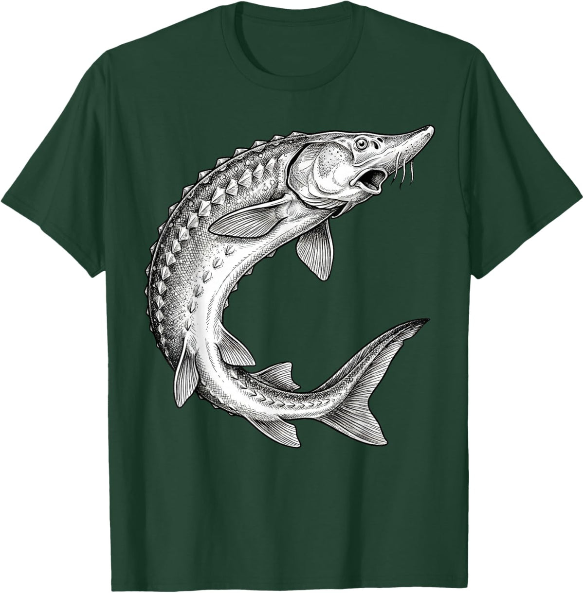 Vintage Sturgeon Fish Fishing Fisherman Angler T-Shirt - T-Shirt | Forest