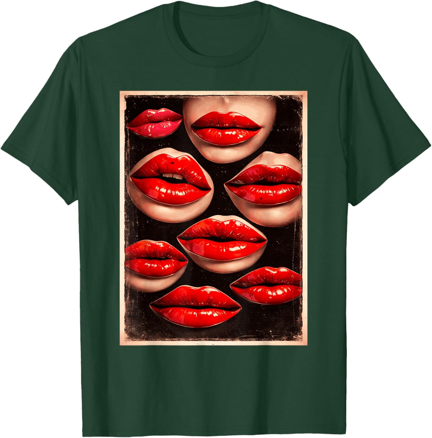 Kissing Red Lipstick Lips Happy Valentines Women Girls T-Shirt - T-Shirt | Forest