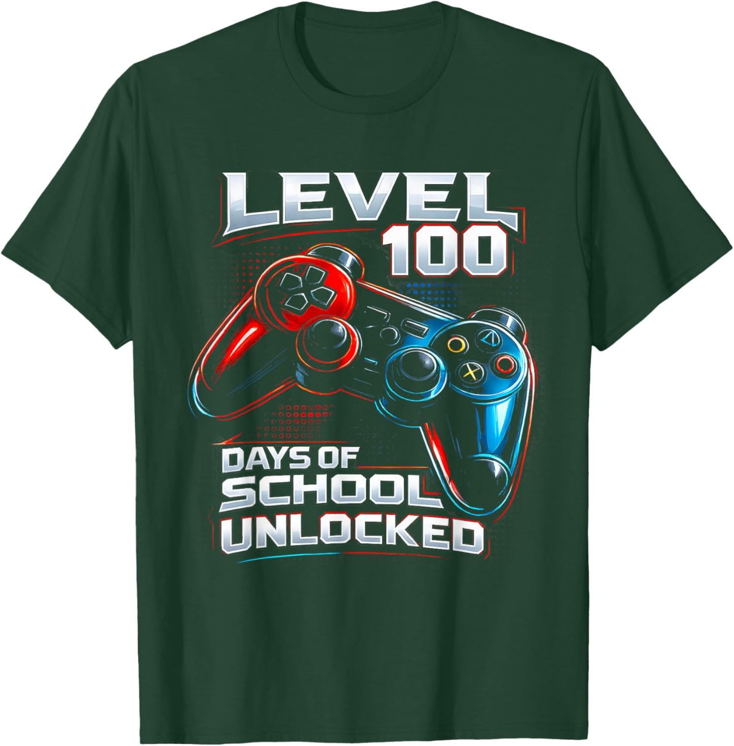 Level 100 Days of School Unlocked Gamer Video Games Boys T-Shirt - T-Shirt | Forest