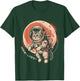 Japanese Minimalist 1950s Retro Space Cat Good Luck Kanji T-Shirt - T-Shirt | Forest