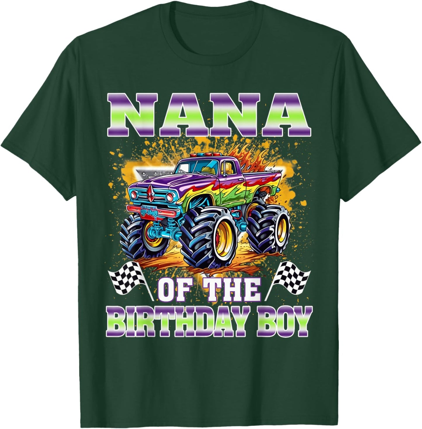 Nana of The Birthday Boy Monster Truck Family Matching T-Shirt - T-Shirt | Forest