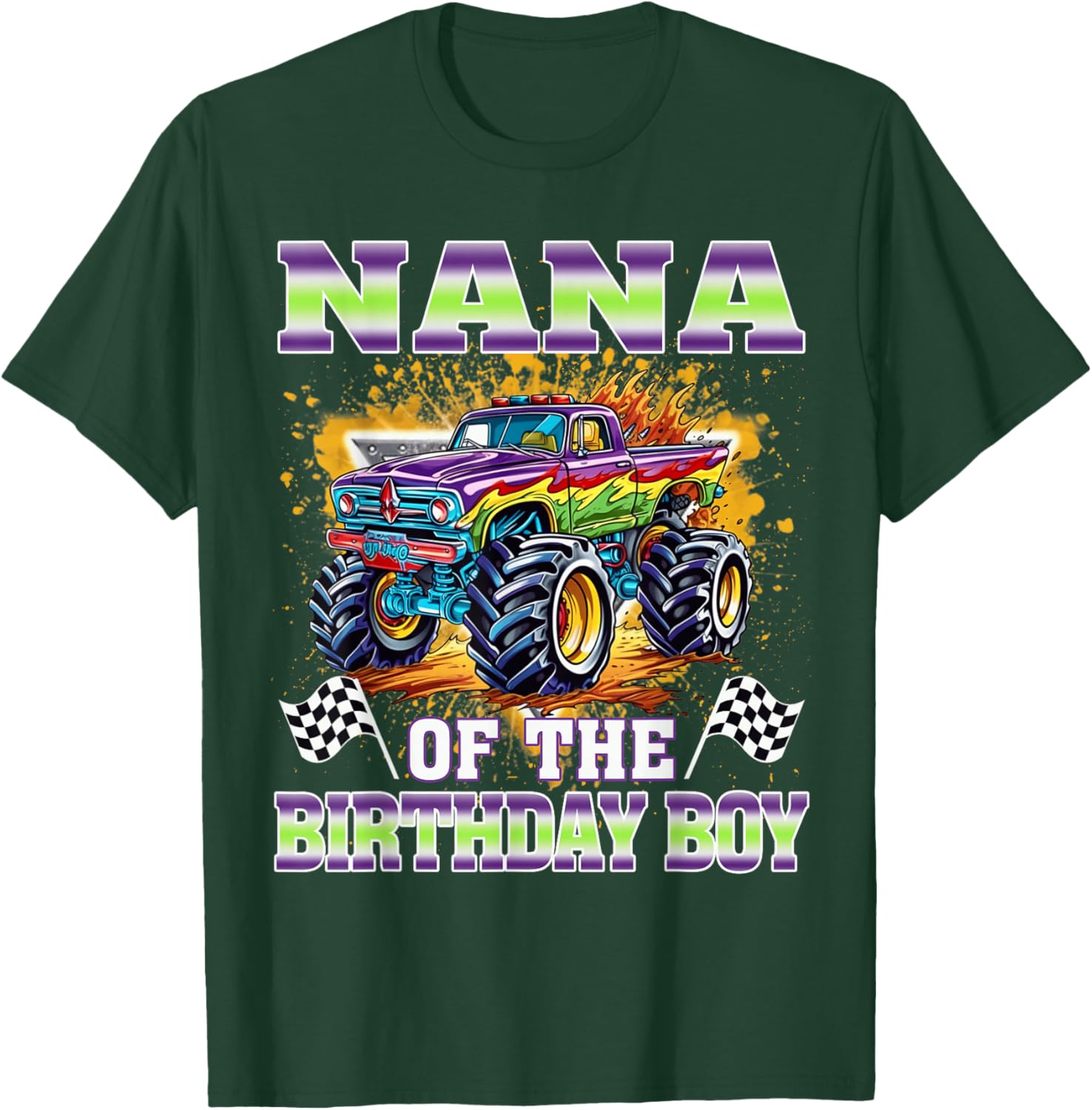 Nana of The Birthday Boy Monster Truck Family Matching T-Shirt - T-Shirt | Forest