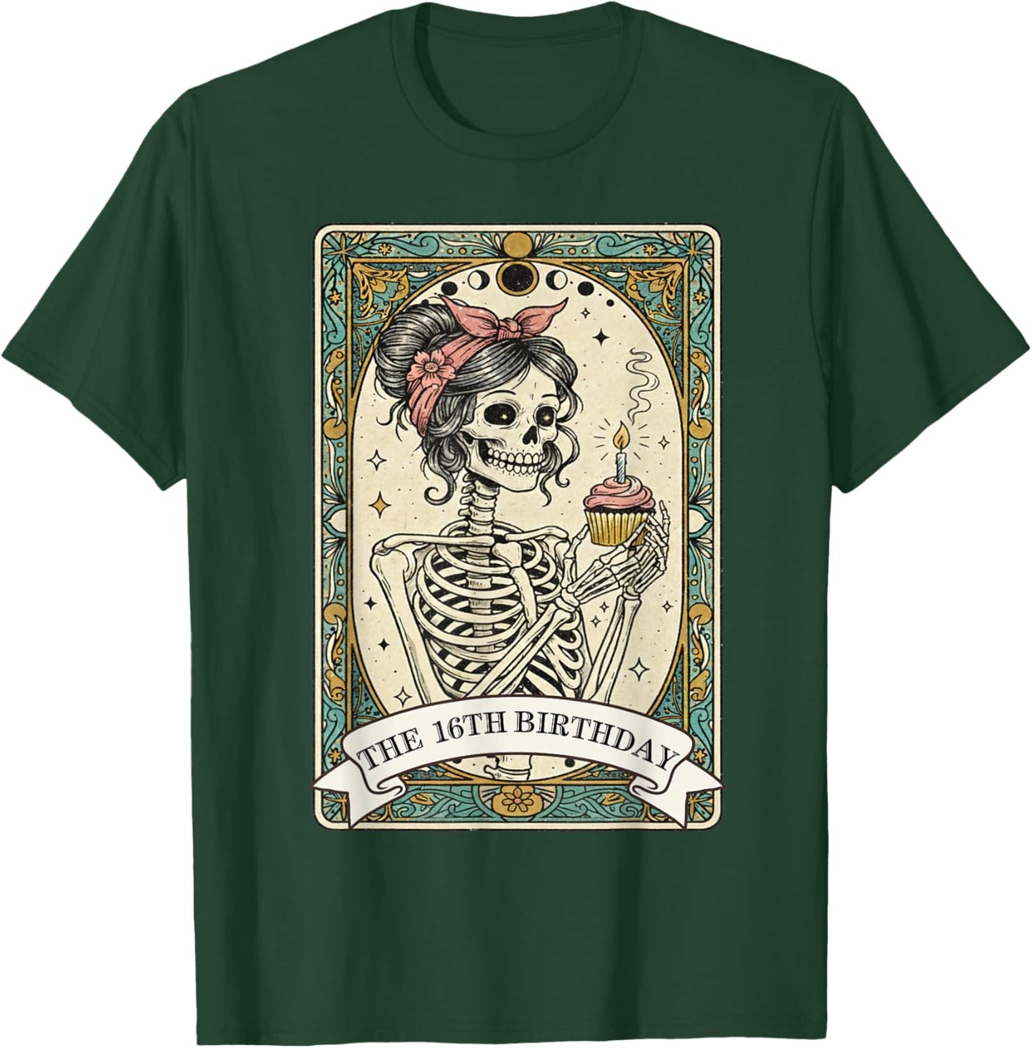 The 16th Birthday Celebration Tarot Card Skeleton Woman T-Shirt - T-Shirt | Forest