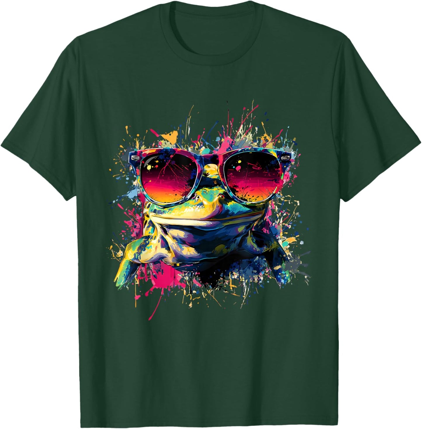 Frog with Sunglasses Forest Toad Lover Amphibian Animal Art T-Shirt - T-Shirt | Forest