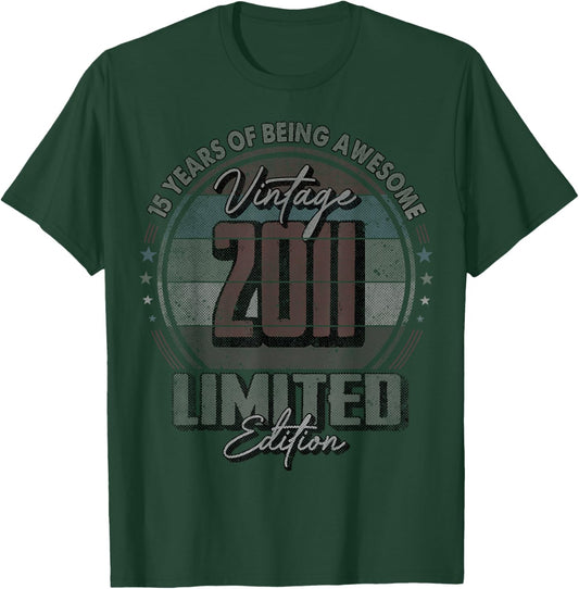 Vintage 2011 Limited Edition Shirt 15 Year Old 15th Birthday T-Shirt - T-Shirt | Forest