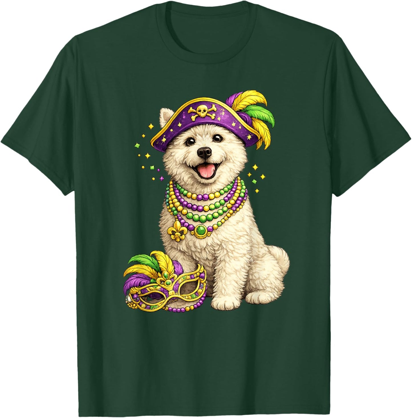 Cute Mardi Gras Themed West Highland Terrier, Westie Dog T-Shirt - T-Shirt | Forest