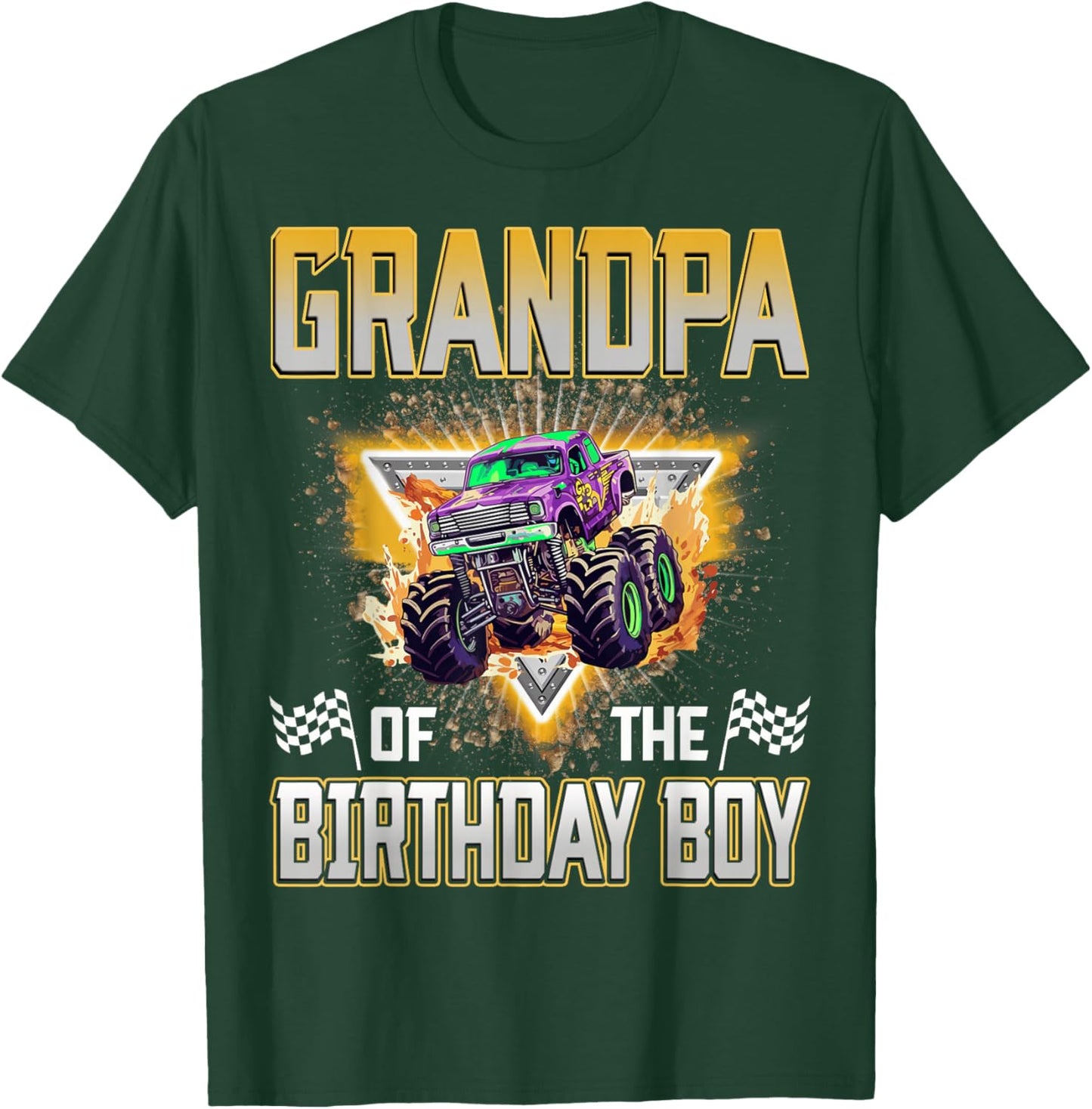 Grandpa of The Birthday Boy Monster Truck Birthday Family T-Shirt - T-Shirt | Forest