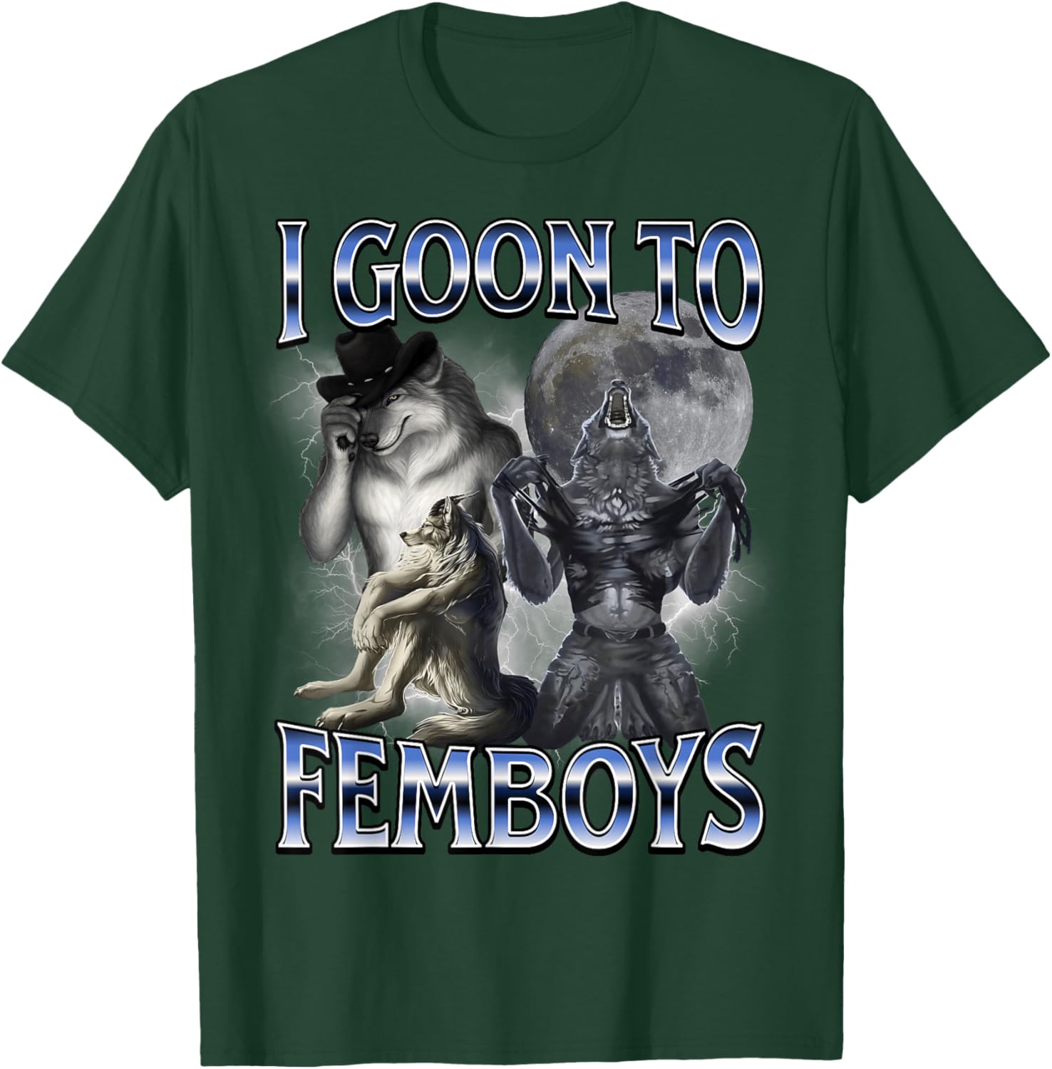I Goon to FEMBOYS Certified Gooner Brainrot Meme Edging T-Shirt - T-Shirt | Forest