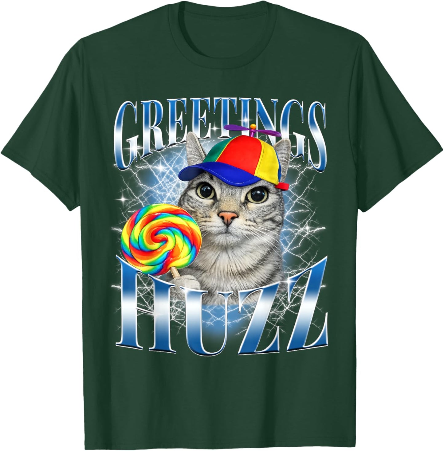 Greetings Huzz Funny Cat Meme Design Gifts Women Kid T-Shirt - T-Shirt | Forest