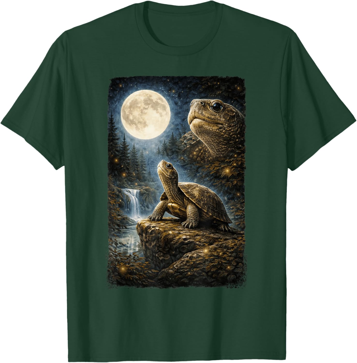 Funny Turtle Art Design Turtle Howling at The Moon T-Shirt - T-Shirt | Forest