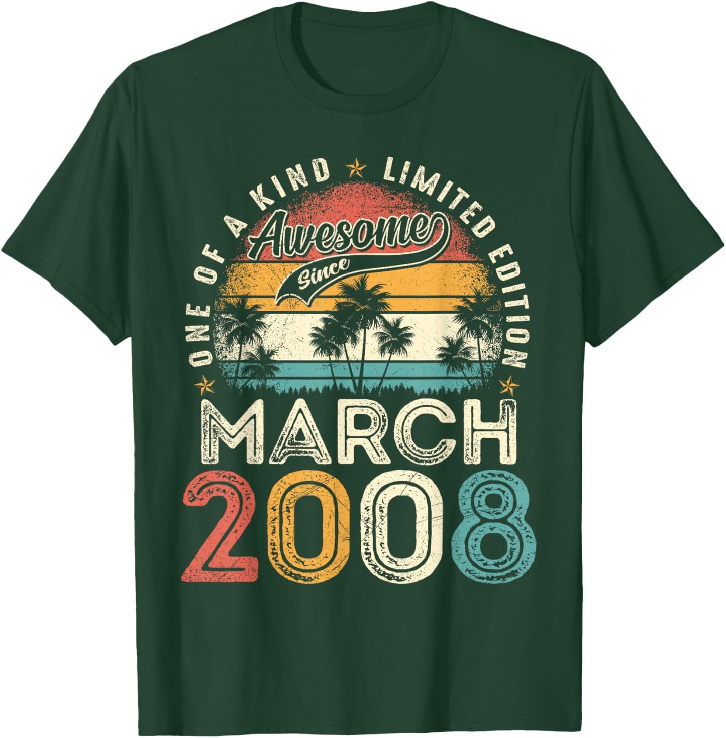 18 Years Old Men Awesome Since March 2008 18th Birthday Boys T-Shirt - T-Shirt | Forest