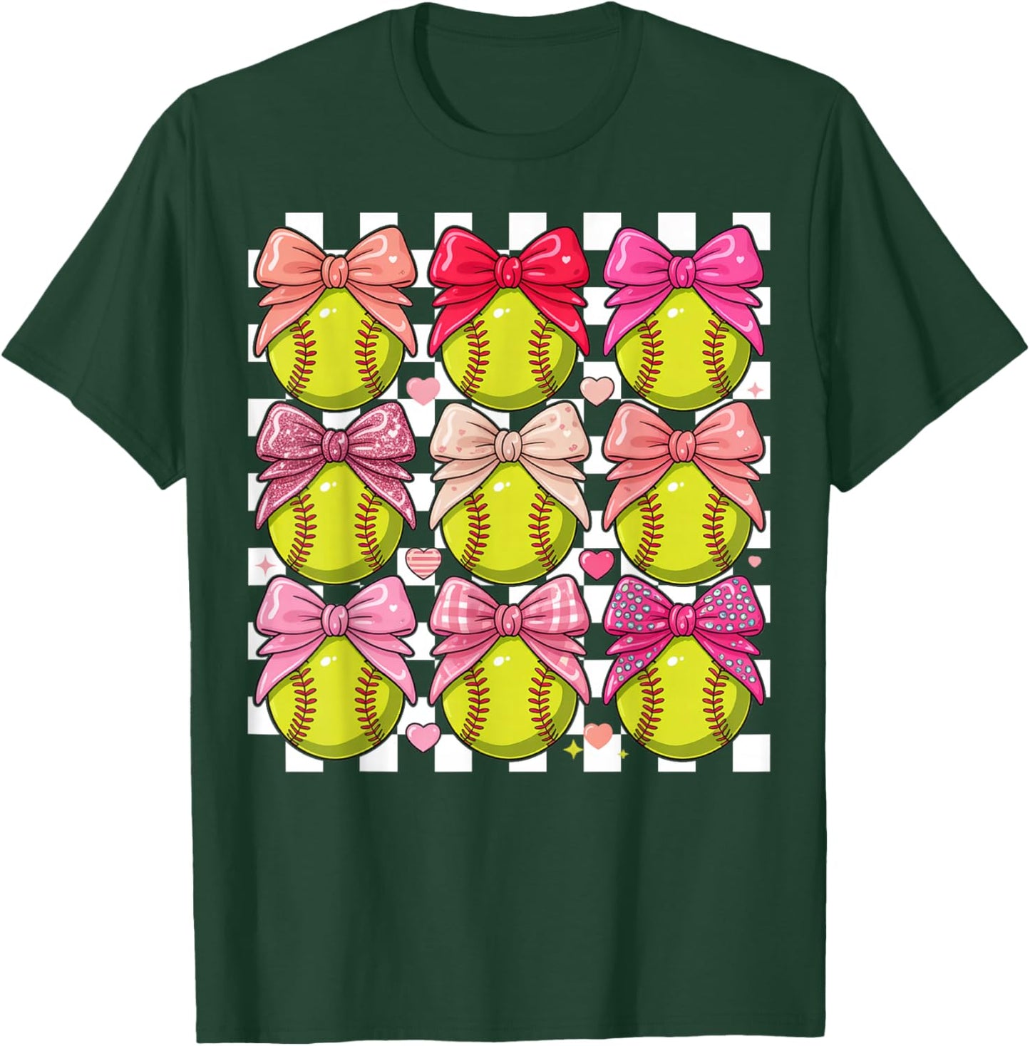 Girls Softball Pink Coquette Bow Softball Vibes Toddler T-Shirt - T-Shirt | Forest
