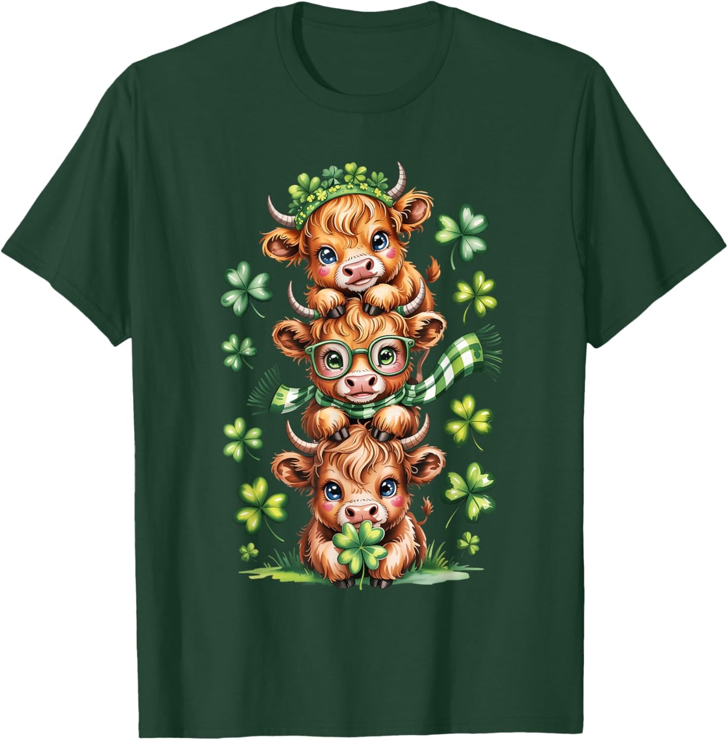 St. Patrick's Day Cute Lucky Heifer Cow Irish Boy Girl Kid T-Shirt - T-Shirt | Forest