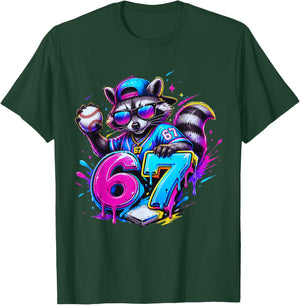 67 Funny Dabbing Raccoon Baseball Dripping Ice Cream Meme T-Shirt - T-Shirt | Forest